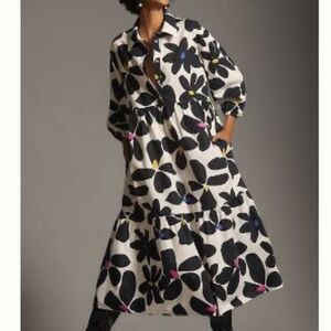 Anthropologie Maeve Tiered Shirt Dress